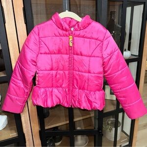 Lilly Pulitzer bow puffer jacket toddler neon Pink Mini Kate zip up girls barbie